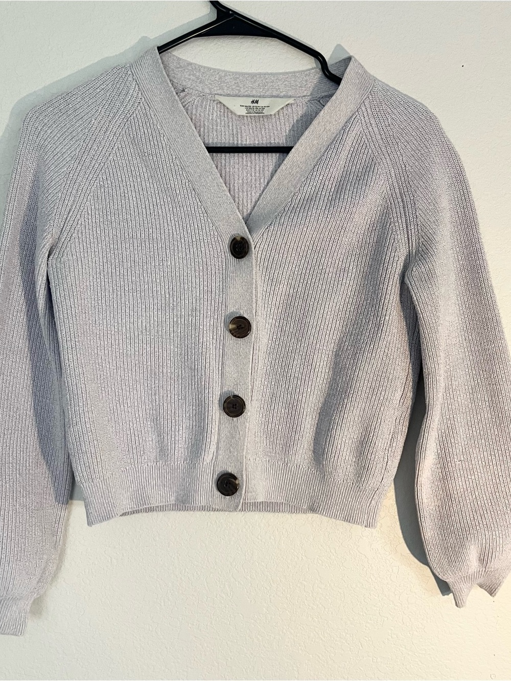 H&M Light Lavender V-Neck Button Cardigan Sweater
